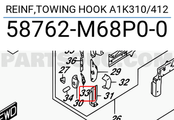 Suzuki 58762M68P00 REINF,TOWING HOOK A1K310/412