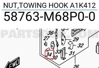 Suzuki 58763M68P00 NUT,TOWING HOOK A1K412
