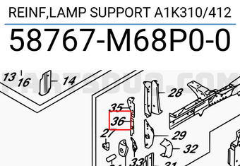Suzuki 58767M68P00 REINF,LAMP SUPPORT A1K310/412