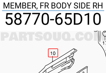 Suzuki 5877065D10 MEMBER, FR BODY SIDE RH