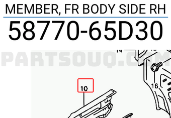 Suzuki 5877065D30 MEMBER, FR BODY SIDE RH