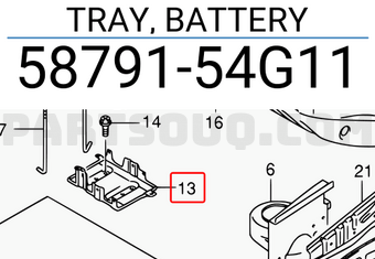 Suzuki 5879154G11 TRAY, BATTERY