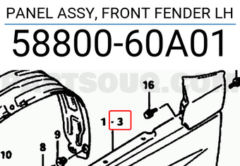 Suzuki 5880060A01 PANEL ASSY, FRONT FENDER LH