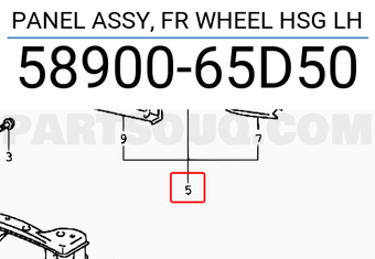 Suzuki 5890065D50 PANEL ASSY, FR WHEEL HSG LH