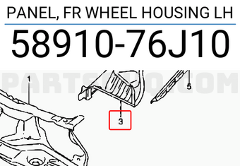 Suzuki 5891076J10 PANEL, FR WHEEL HOUSING LH