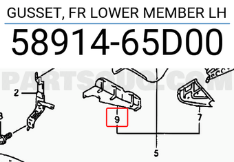 Suzuki 5891465D00 GUSSET, FR LOWER MEMBER LH