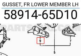 Suzuki 5891465D10 GUSSET, FR LOWER MEMBER LH