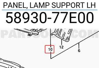 Suzuki 5893077E00 PANEL, LAMP SUPPORT LH