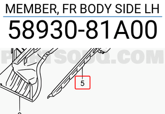 Suzuki 5893081A00 MEMBER, FR BODY SIDE LH