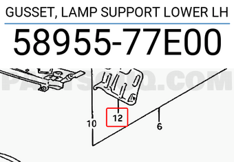 Suzuki 5895577E00 GUSSET, LAMP SUPPORT LOWER LH