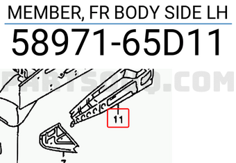 Suzuki 5897165D11 MEMBER, FR BODY SIDE LH