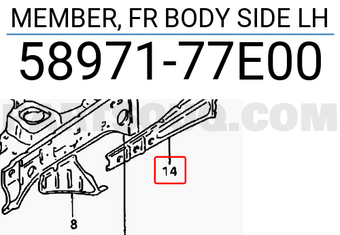 Suzuki 5897177E00 MEMBER, FR BODY SIDE LH
