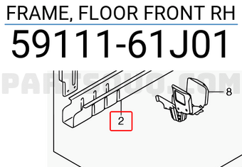 Suzuki 5911161J01 FRAME, FLOOR FRONT RH