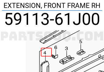 Suzuki 5911361J00 EXTENSION, FRONT FRAME RH