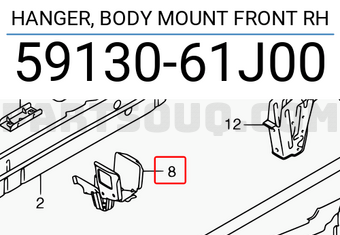 Suzuki 5913061J00 HANGER, BODY MOUNT FRONT RH