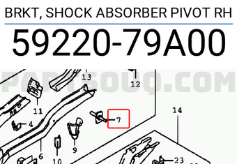 Suzuki 5922079A00 BRKT, SHOCK ABSORBER PIVOT RH