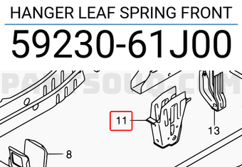 Suzuki 5923061J00 HANGER LEAF SPRING FRONT