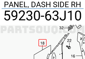 Suzuki 5923063J10 PANEL, DASH SIDE RH