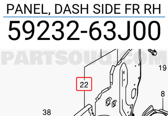 Suzuki 5923263J00 PANEL, DASH SIDE FR RH