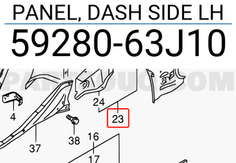 Suzuki 5928063J10 PANEL, DASH SIDE LH