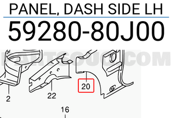 Suzuki 5928080J00 PANEL, DASH SIDE LH
