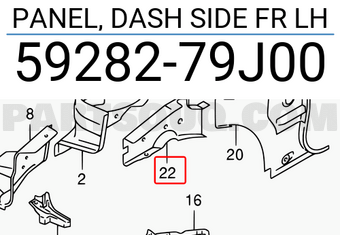 Suzuki 5928279J00 PANEL, DASH SIDE FR LH