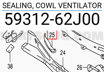 Suzuki 5931262J00 SEALING, COWL VENTILATOR