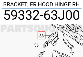 Suzuki 5933263J00 BRACKET, FR HOOD HINGE RH