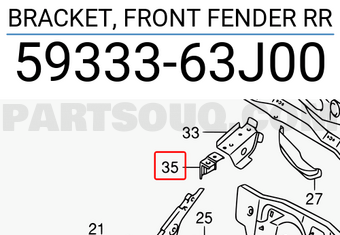 Suzuki 5933363J00 BRACKET, FRONT FENDER RR
