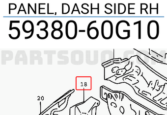 Suzuki 5938060G10 PANEL, DASH SIDE RH
