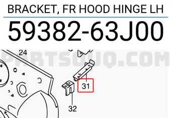 Suzuki 5938263J00 BRACKET, FR HOOD HINGE LH