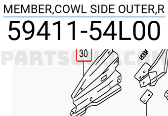 Suzuki 5941154L00 MEMBER,COWL SIDE OUTER,R