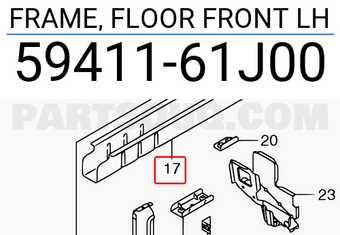 Suzuki 5941161J00 FRAME, FLOOR FRONT LH