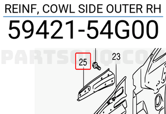 Suzuki 5942154G00 REINF, COWL SIDE OUTER RH