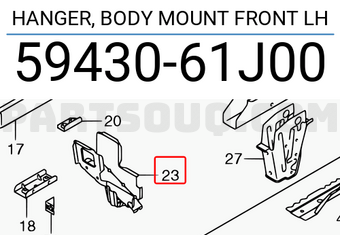 Suzuki 5943061J00 HANGER, BODY MOUNT FRONT LH