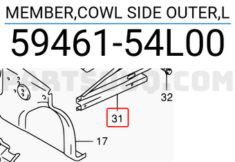 Suzuki 5946154L00 MEMBER,COWL SIDE OUTER,L