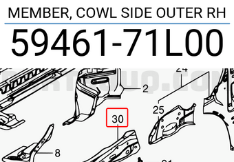 Suzuki 5946171L00 MEMBER, COWL SIDE OUTER RH