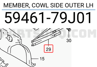 Suzuki 5946179J01 MEMBER, COWL SIDE OUTER LH