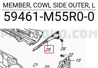 Suzuki 59461M55R00 MEMBER, COWL SIDE OUTER, L