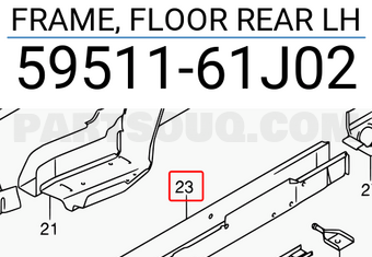 Suzuki 5951161J02 FRAME, FLOOR REAR LH