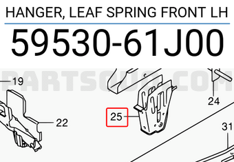 Suzuki 5953061J00 HANGER, LEAF SPRING FRONT LH