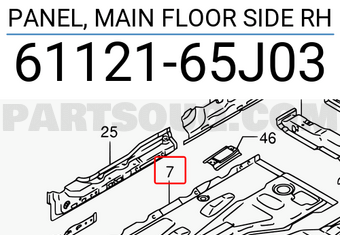 Suzuki 6112165J03 PANEL, MAIN FLOOR SIDE RH