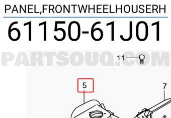 Suzuki 6115061J01 PANEL,FRONTWHEELHOUSERH