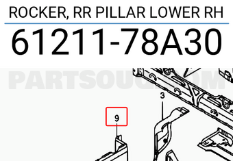 Suzuki 6121178A30 ROCKER, RR PILLAR LOWER RH