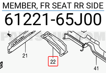Suzuki 6122165J00 MEMBER, FR SEAT RR SIDE