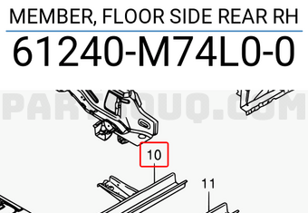 Suzuki 61240M74L00 MEMBER, FLOOR SIDE REAR RH