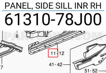 Suzuki 6131078J00 PANEL, SIDE SILL INR RH