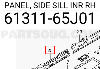 Suzuki 6131165J01 PANEL, SIDE SILL INR RH