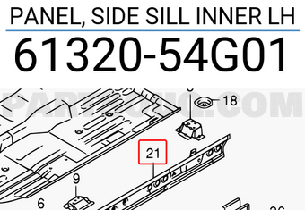 Suzuki 6132054G01 PANEL, SIDE SILL INNER LH
