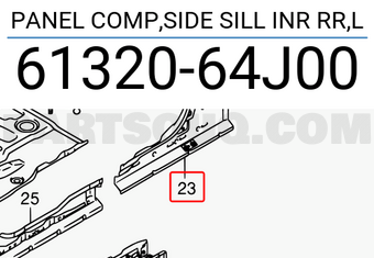 Suzuki 6132064J00 PANEL COMP,SIDE SILL INR RR,L